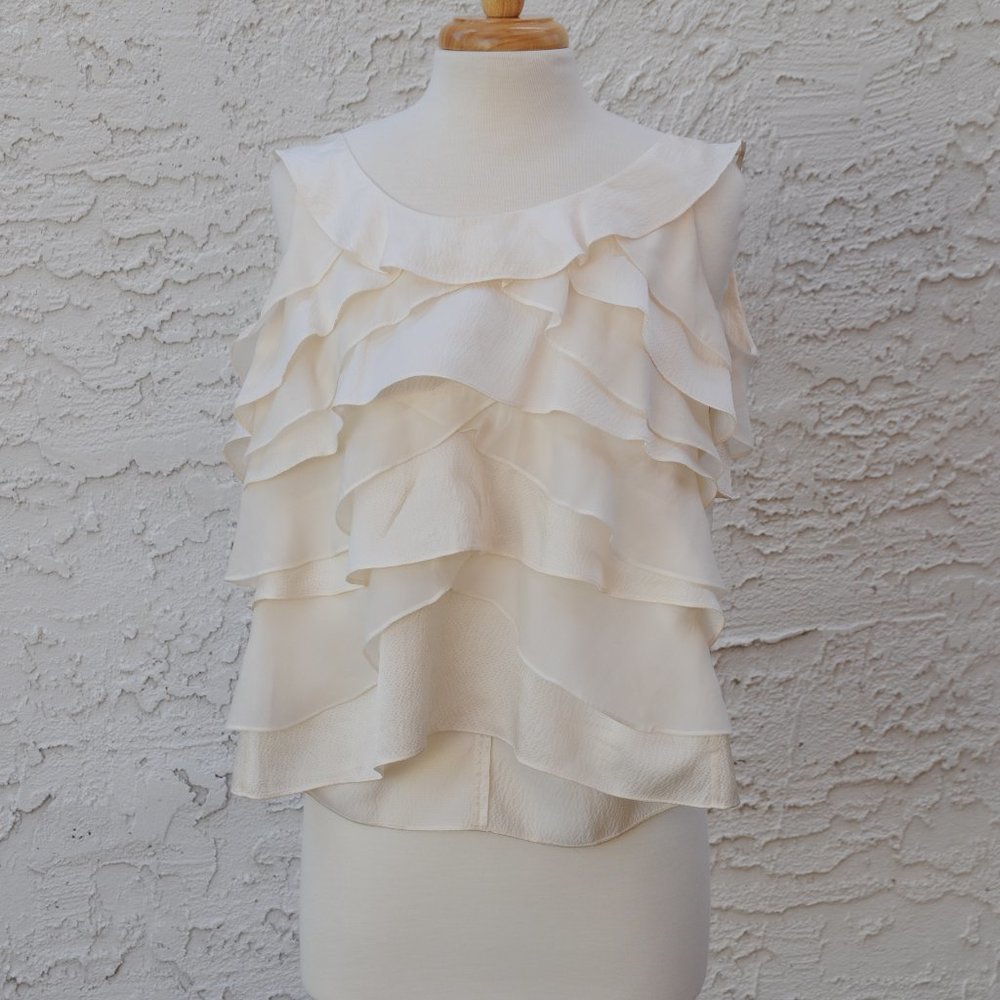WHBM Creme Silk Sleeveless Blouse